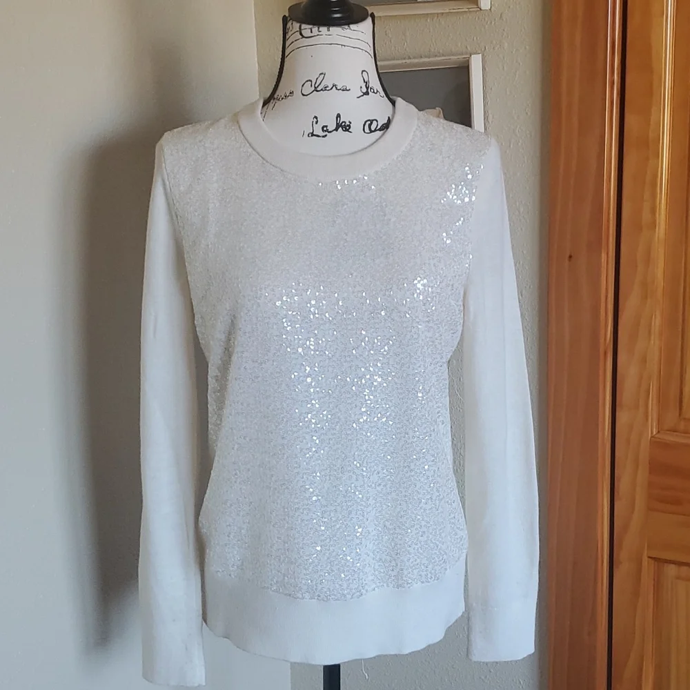 kate spade Cream Crewneck Sweater with Black Back Bow